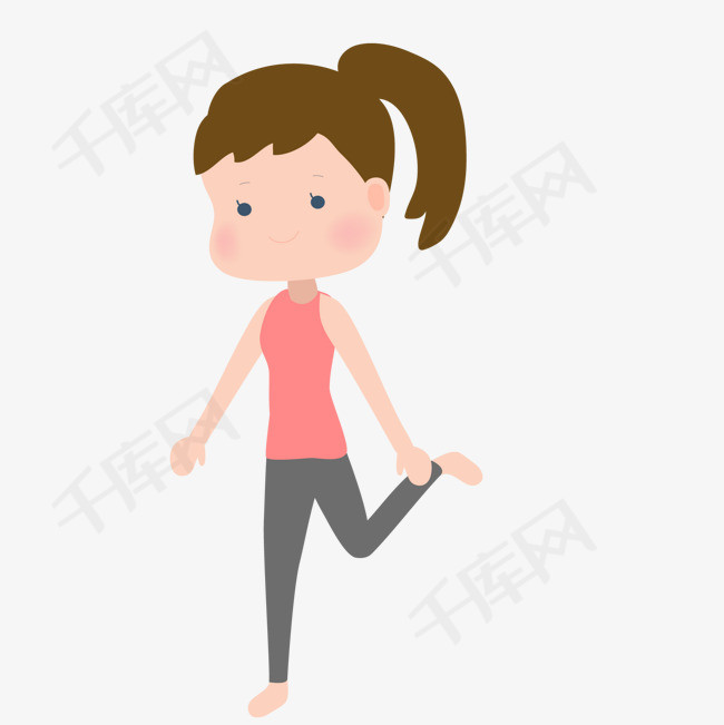 卡通锻炼的女孩子设计矢量图锻炼健身运动女孩扁平化