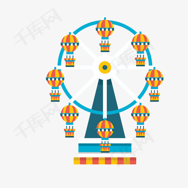彩色卡通摩天轮矢量图