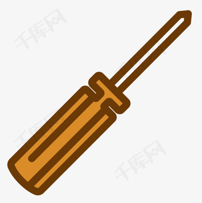 灰色手绘螺丝刀卡通图标
