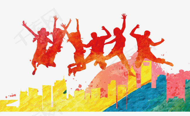 五四青年节装饰插图跳跃的青年素材图片免费下载_高清
