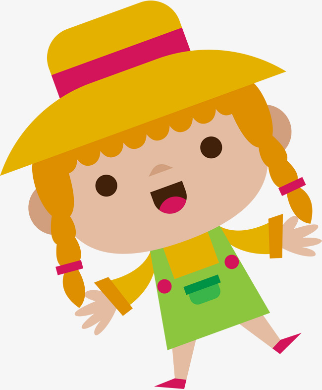 儿童节呆萌小女孩儿童节可爱小女孩开心黄色帽子笑脸呆萌小女孩