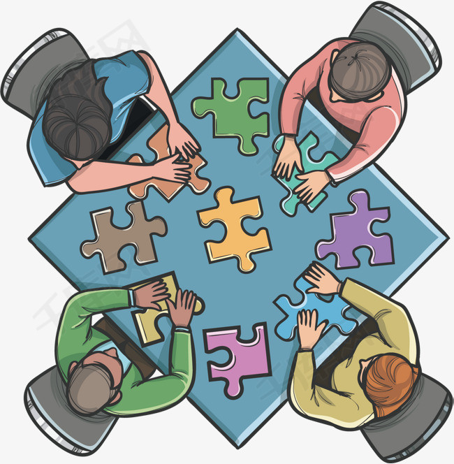 矢量图俯视四人拼图素材图片免费下载_高清psd_千库网
