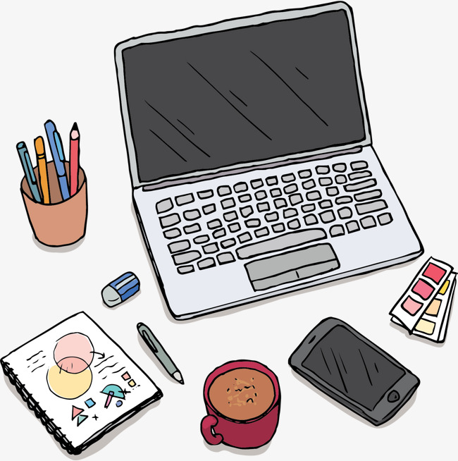 手绘风设计师工作电脑