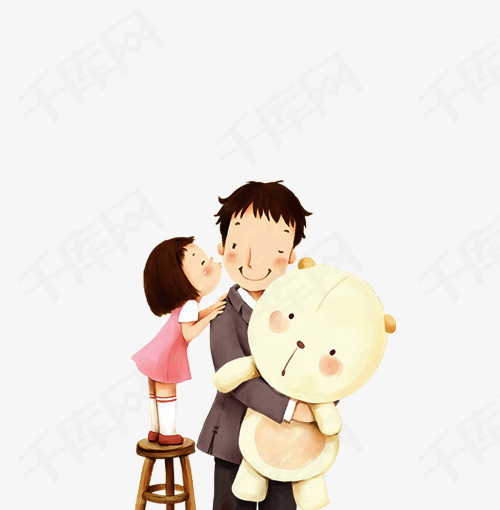 卡通可爱父亲节海报插画