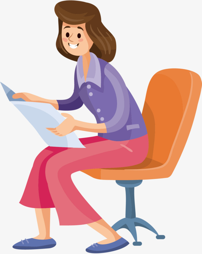 矢量图看报纸的女士