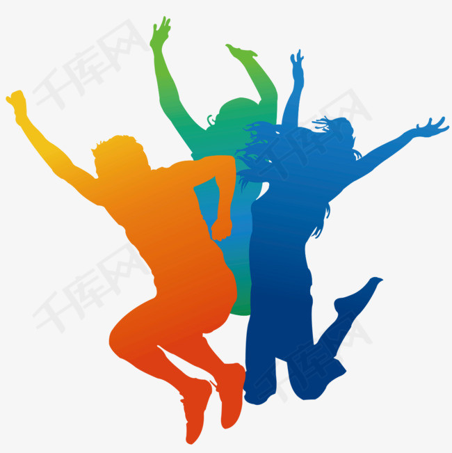 五四青年节跳跃的炫彩人物插图