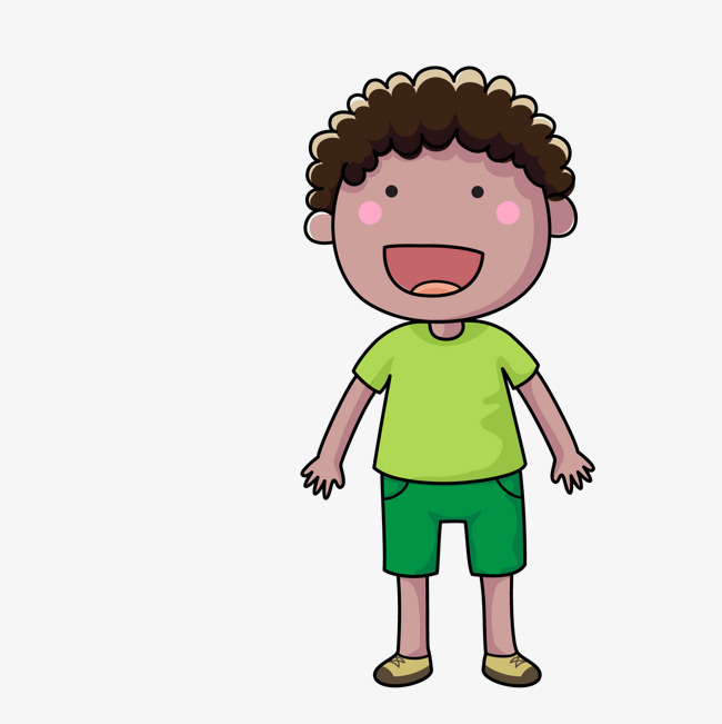 穿绿色服装的手绘男孩手绘男孩绿色服装卡通可爱矢量图