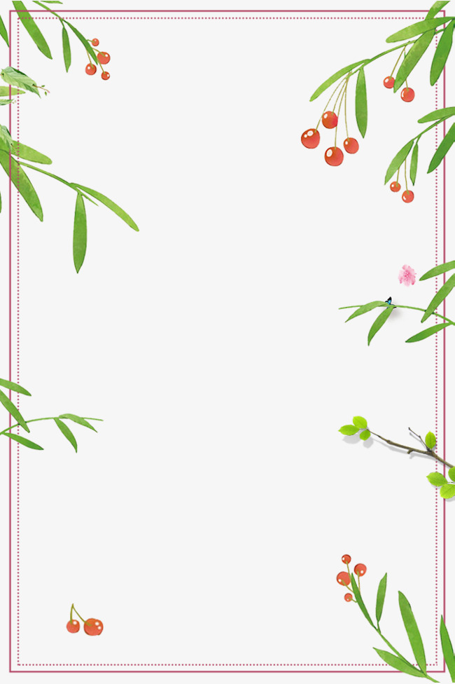 春季绿叶与果子小清新边框素材图片免费下载_高清psd