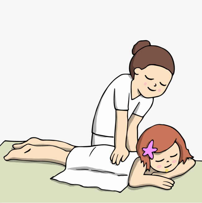手绘女性spa背部按摩矢量素材