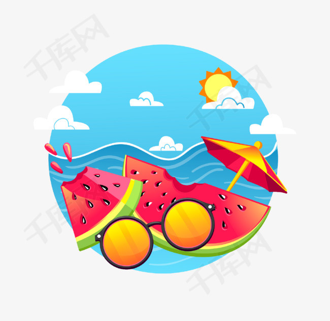 创意夏日清凉西瓜图标