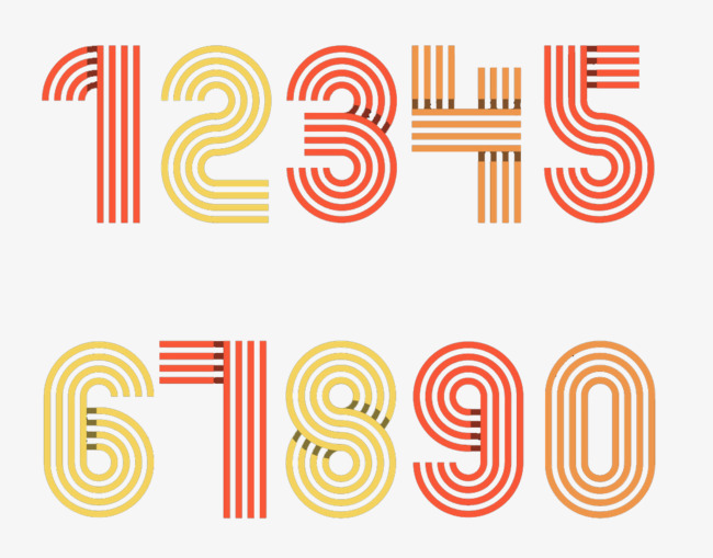 彩色条纹数字艺术字