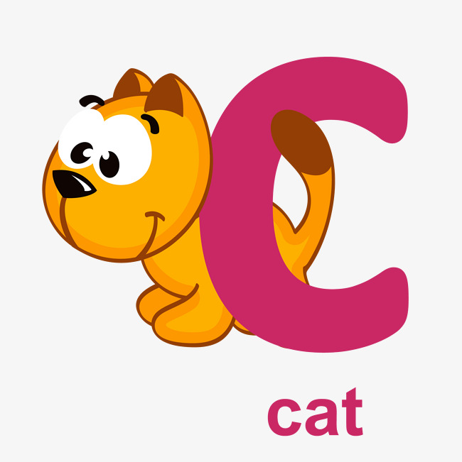 卡通动物26个英文字母矢量设计