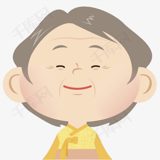 一个慈祥的老奶奶卡通手绘女人老奶奶微笑开心