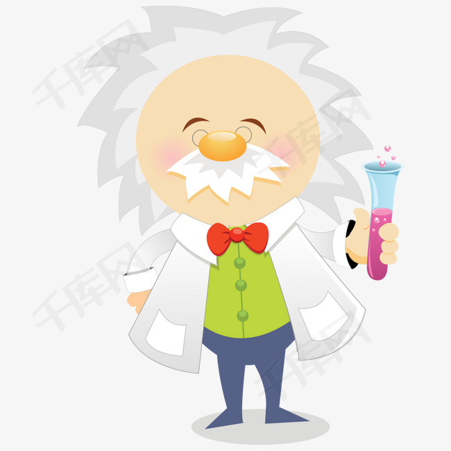 卡通做研究的博士人物