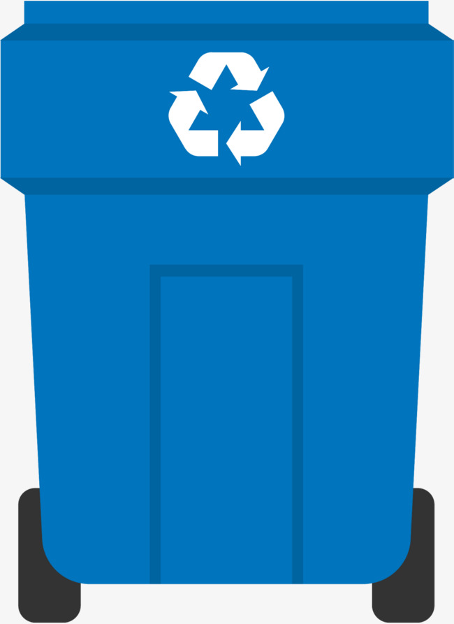蓝色扁平回收垃圾桶