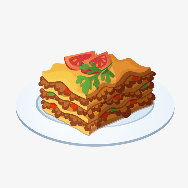 白色餐盘上的美味食物卡通食物卡通美食背景装饰矢量图西红柿餐盘