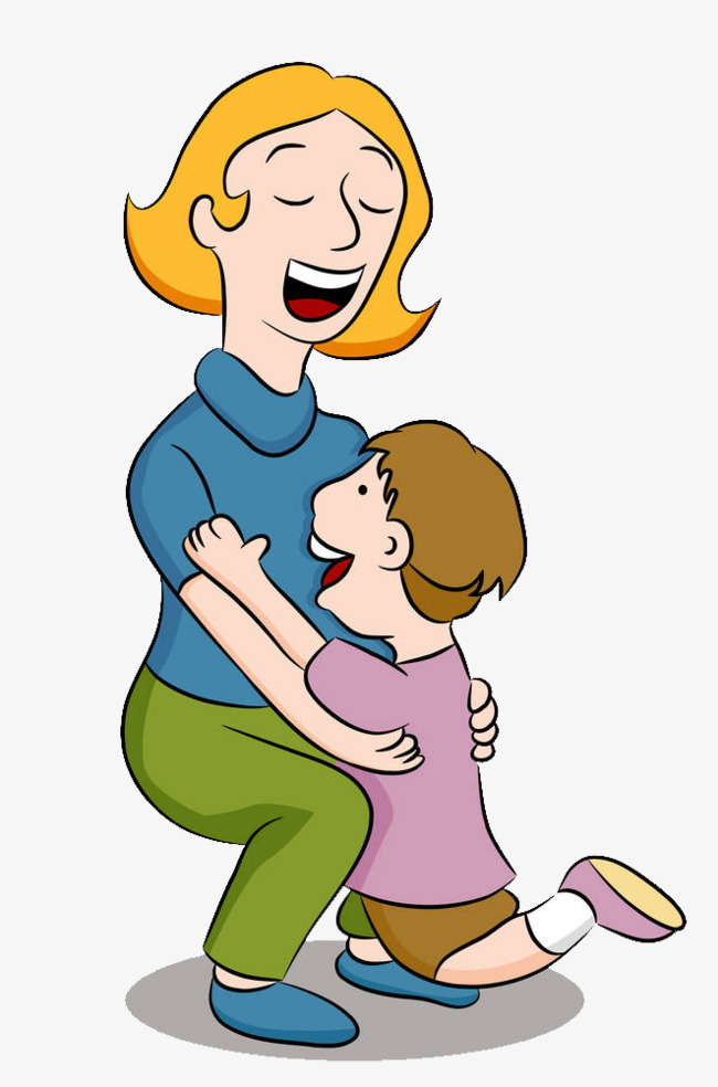 手绘可爱插画妈妈抱着孩子插图