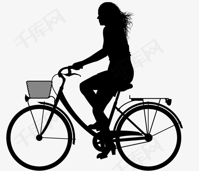 女人骑自行车剪影