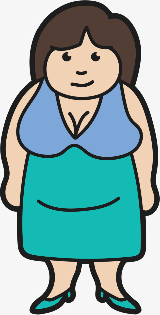 微笑卡通肥胖女人肥胖女人世界肥胖日健康体重胖子微笑女生