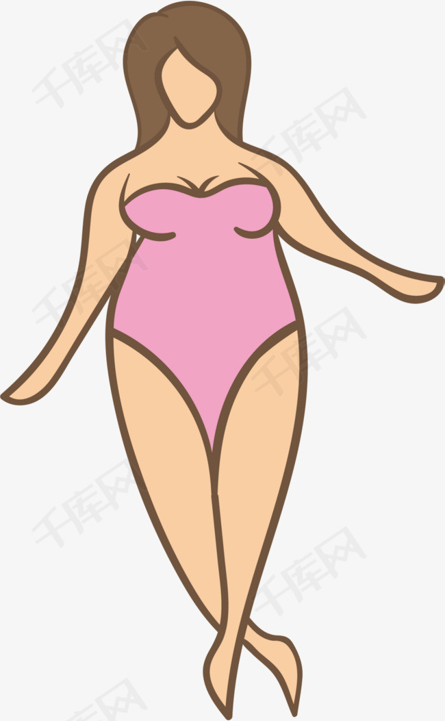 粉色卡通泳装女胖子