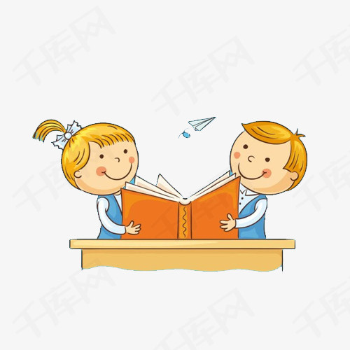 创意卡通读书的男孩女孩卡通人物看书阅读读书学习学习知识教育培训免