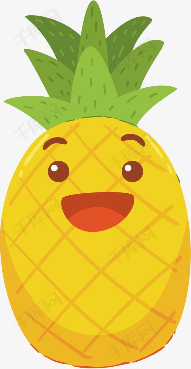 手绘卡通水果菠萝素材