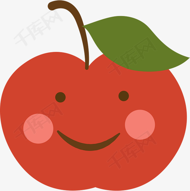 红色卡通微笑苹果图