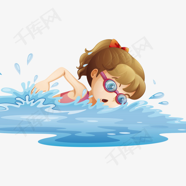 卡通可爱夏季游泳