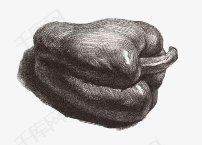 青椒黑白素描作品