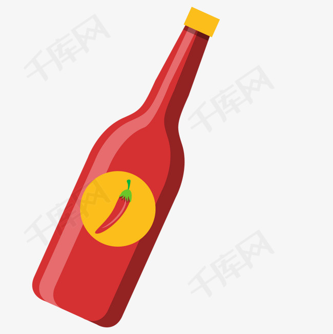 卡通辣椒酱的瓶子设计瓶子辣椒酱卡通红色酱料食材