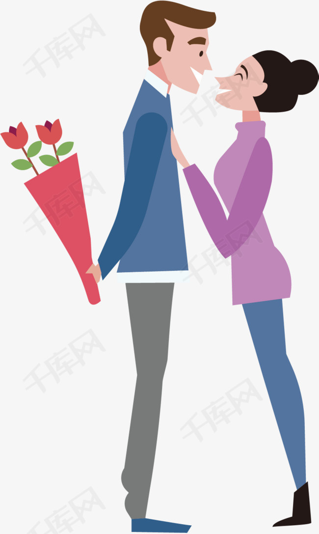 矢量图手捧玫瑰的求婚