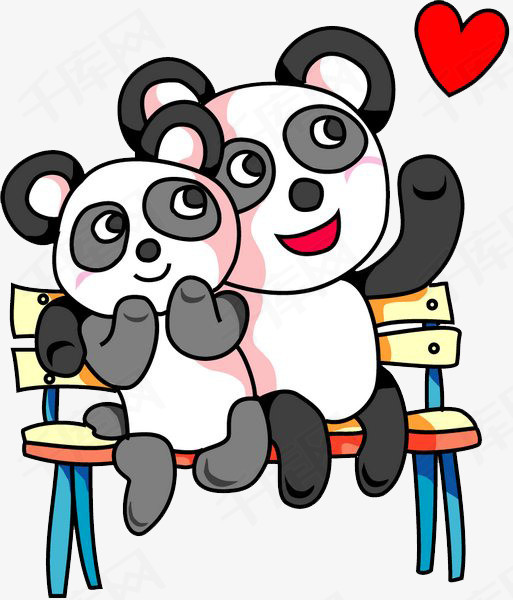 手绘可爱卡通大熊猫大熊猫动物保护动物卡通动物国宝两个熊猫