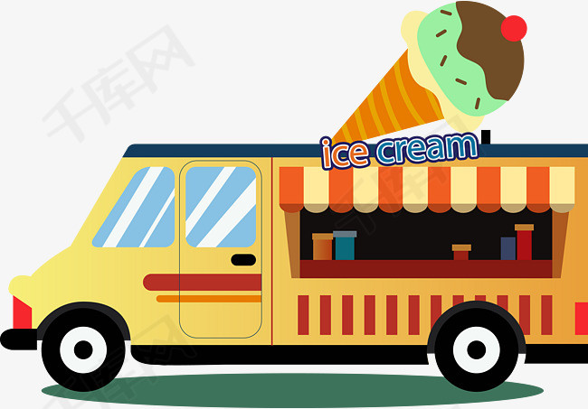 冰淇淋外卖车png下载