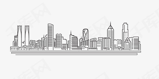 手绘城市建筑背景素材图片免费下载_高清png_千库网