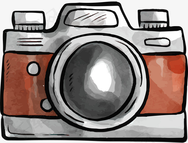 卡通相机免抠素材手绘图卡通有趣矢量图案彩色底纹相机晕染