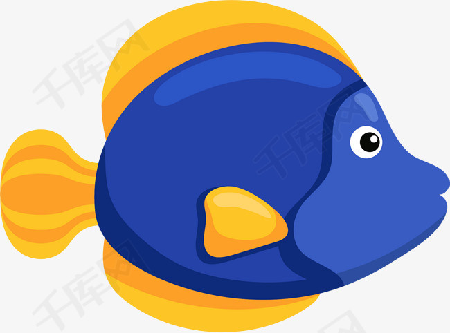 海洋生物可爱蓝色小鱼