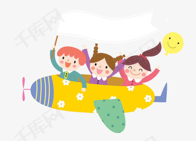 卡通版飞机上的小女孩