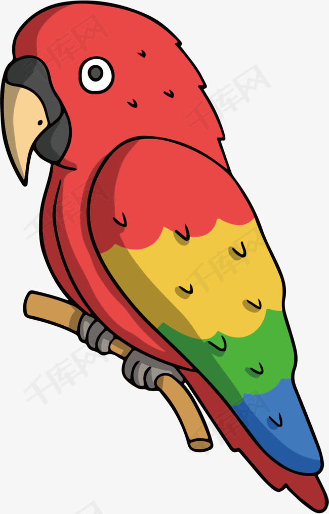 彩色手绘鹦鹉卡通插画