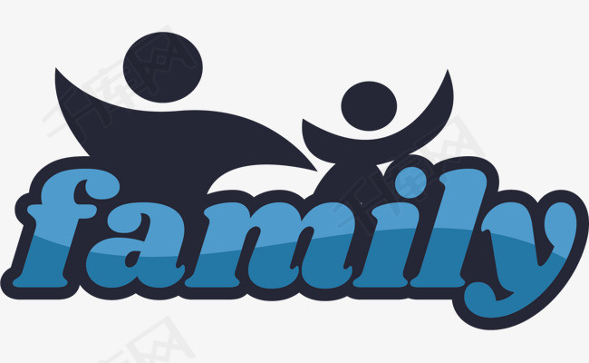 矢量图蓝色family英文艺术字