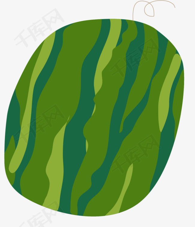 夏季手绘绿色条纹西瓜