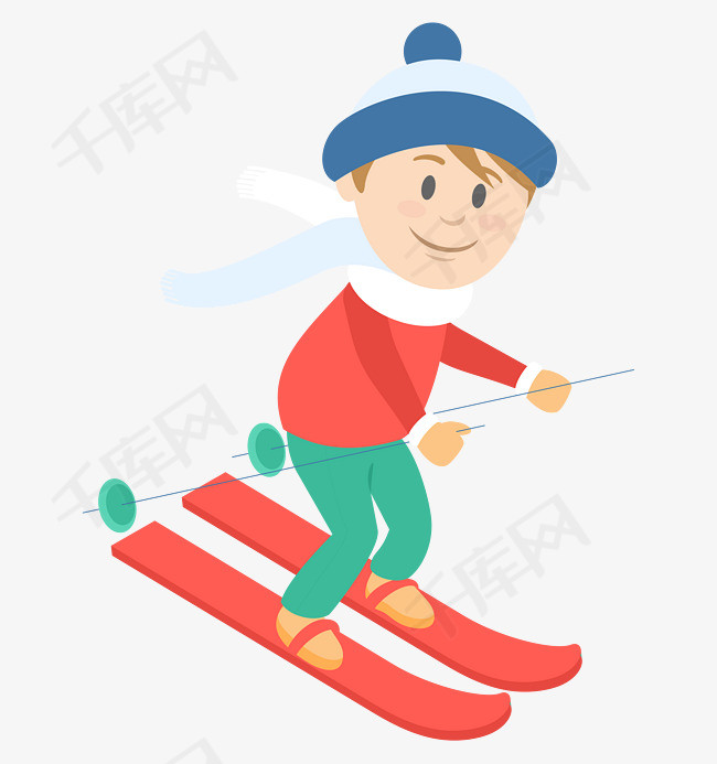 滑雪的卡通人物素材