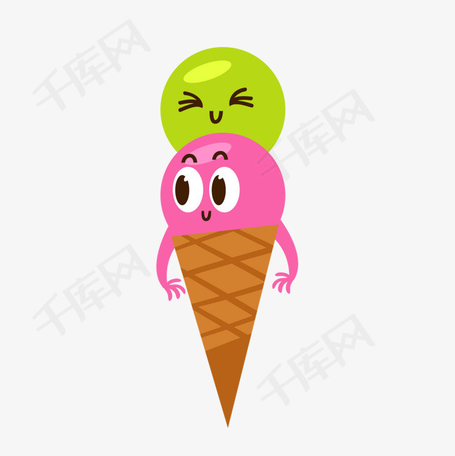 彩色可爱表情冰淇淋球