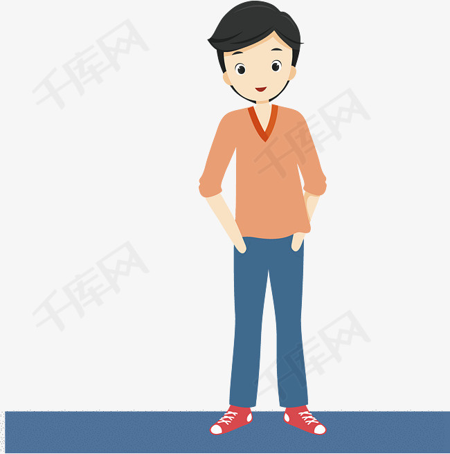 手绘卡通男青年矢量素材