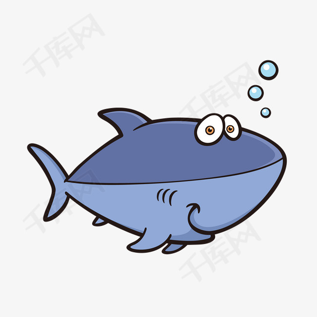 灰色手绘小鱼卡通插画