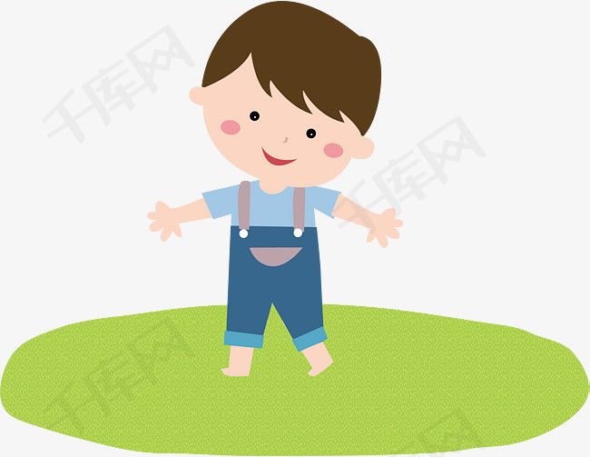 手绘卡通人物背带裤男孩素材图片免费下载_高清psd_千
