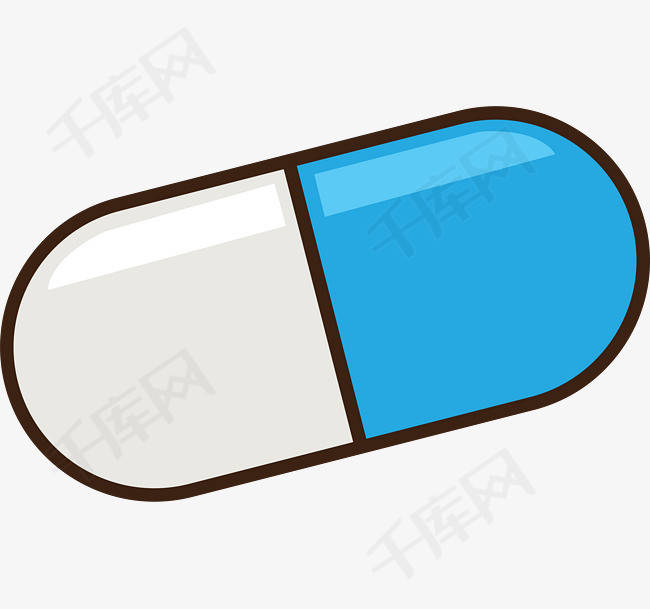 蓝白色胶囊手绘图