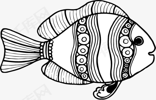 海洋生物手绘花纹小鱼