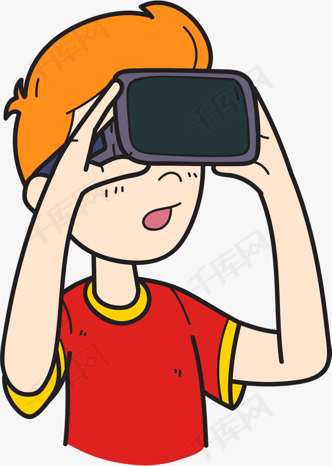 戴着虚拟眼镜的小男孩戴着虚拟眼镜开心3d眼镜vr眼镜享受可爱小男孩