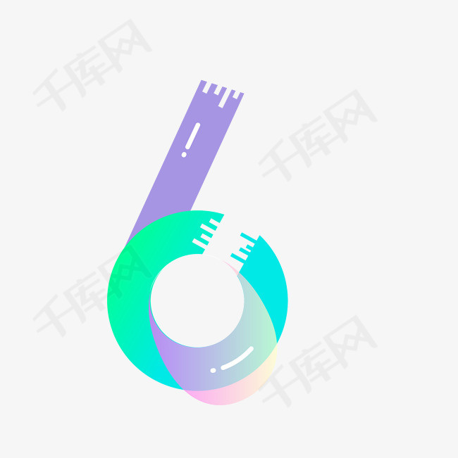 创意彩色渐变矢量数字6