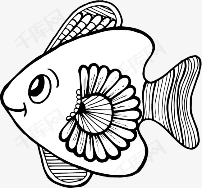 海洋生物手绘开心的鱼海洋生物手绘小鱼绘画画画一条鱼开心的鱼